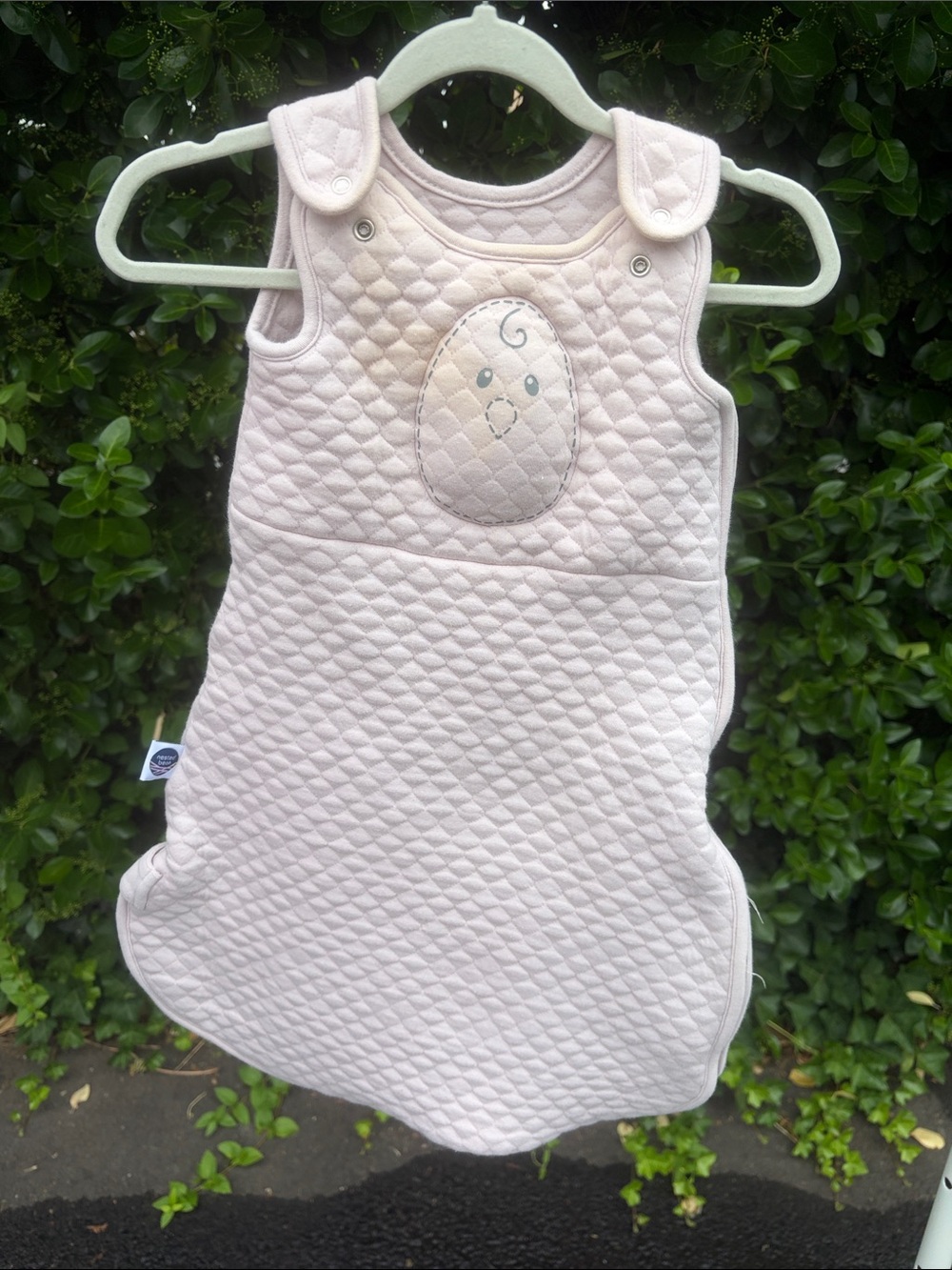 Nested Bean Quilted Sleep Sack in Light Pink with Egg Appliqué